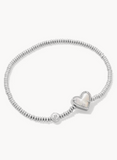 Kendra Scott Ari Heart Silver Stretch Bracelet Ivory Mother-of-Pearl