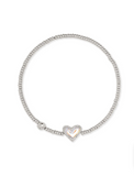 Kendra Scott Ari Heart Silver Stretch Bracelet Dichroic Glass