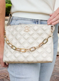 Ariana Crossbody Purse Pearl Quilted Dq