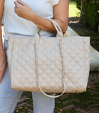 Caroline Hill Melissa Tote Bag Nude Quilted DQ