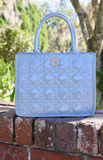 Caroline Hill Ricky Mini Tote Dusty Blue Patent LQ