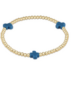 E Newton Signature Cross Gold Pattern 3mm Bead Bracelet Cobalt
