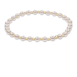 E Newton Classic Grateful Pattern 4mm Bead Bracelet Pearl