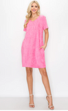 Joh Audrey V Neck Short Sleeve Dress Bubble Gum