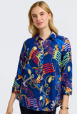 Foxcroft Zoey Linen Nautical Flags Shirt