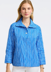 Foxcroft Sammy Crinkle Shirt Jacket Blue
