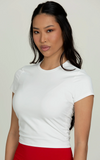 Gold Hinge Side Ruched Top White