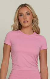 Gold Hinge Side Ruched Top True Pink