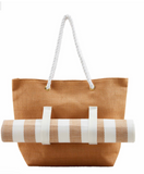 Mud Pie Straw Mat & Tote Khaki