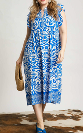 Umgee Royal Print Sleeveless Dress