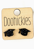Black Glitter Graduation Studs