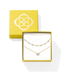 Kendra Scott Ari & Haven Gold Heart Necklace Gift Set White Crystal