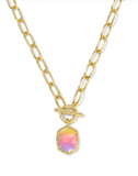 Kendra Scott Daphne Gold Link and Chain Necklace Sunrise Watercolor Illusion