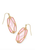 Kendra Scott Elle Lattice Frame Gold Drop Earrings Blush Ivory Mother of Pearl