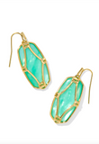 Kendra Scott Elle Lattice Frame Gold Drop Earrings Light Green Mother of Pearl