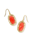 Kendra Scott Dani Gold Papaya Iridescent Mother of Pearl Figaro Frame Drop Earrings