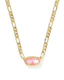 Kendra Scott Elisa Gold Pink Iridescent Mother of Pearl Figaro Chain Short Pendant Necklace