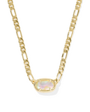 Kendra Scott Elisa Gold Iridescent Abalone Figaro Chain Short Pendant Necklace