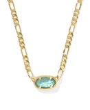 Kendra Scott Elisa Gold Deep Aqua Illusion Figaro Chain Short Pendant Necklace