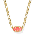 Kendra Scott Elisa Gold Papaya Iridescent Mother of Pearl Figaro Chain Short Pendant Necklace