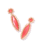 Kendra Scott Genevieve Gold Coral Pink Mother of Pearl Beaded Statement Earrings
