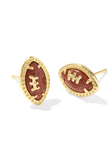 Kendra Scott Football Gold Stud Earrings Orange Goldstone