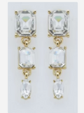Crystal Drop Post Back Earrings Clear