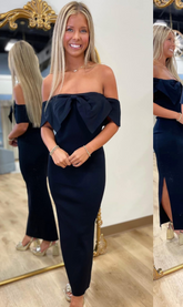 Bow Detail Knit Dress Black