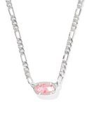 Kendra Scott Elisa Silver Pink Iridescent Mother of Pearl Figaro Chain Short Pendant Necklace