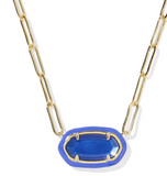 Kendra Scott Elisa Enamel Frame Gold Paperclip Necklace Cobalt