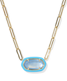 Kendra Scott Elisa Enamel Frame Gold Paperclip Necklace Periwinkle Illusion