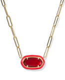 Kendra Scott Elisa Enamel Frame Gold Paperclip Necklace Red Illusion