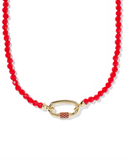 Kendra Scott Emery Gold Beaded Strand Necklace Red Glass