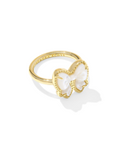 Kendra Scott Haley Gold Bow Band Ring Ivory Mother of Pearl (4 sizes)