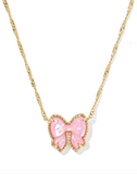 Kendra Scott Haley Gold Bow Short Pendant Necklace Blush Mother of Pearl