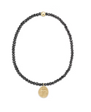 Faceted Hematite 2mm Bead Bracelet-Inspire Small Gold Charm