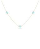 E Newton 15" Chocker Simplicity Chain Gold Signature Cross Turquoise