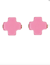 E Newton Signature Cross Stud Pink