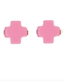 E Newton Signature Cross Stud Pink