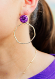 Taylor Shaye Gameday Glitter Hoops Purple