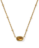 Kendra Scott Mini Elisa Gold Satellite Short Pendant Necklace Marbled Amber Illusion