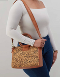 Hobo Sheila Medium Satchel Hair On Harvest Wheat