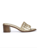 Riley Woven Block Heel Sandal Gold