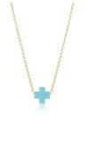 E Newton 16" Necklace Gold Signature Cross Turquoise