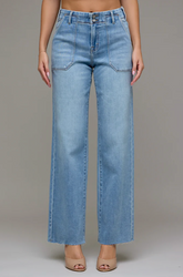 Hidden Two Button Patch Pocket Dad Jean Medium