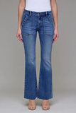 Hidden Happi Flare Mid Rise Patch Pocket Jean Medium