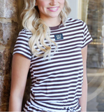 Lulu Mac Stripe Top SS Brown