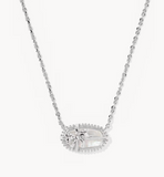Elisa Bow Silver Short Pendant Necklace
