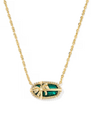 Kendra Scott Elisa Bow Gold Short Pendant Necklace Pine Illusion