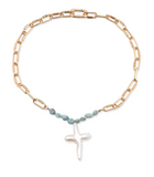 Leslie Curtis Pearl Cross Pendant Necklace